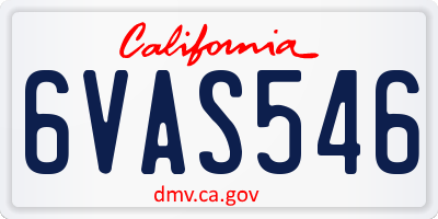 CA license plate 6VAS546