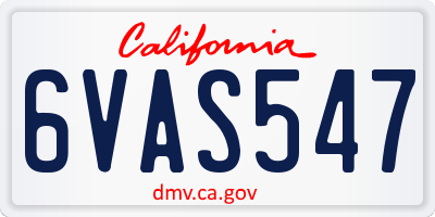 CA license plate 6VAS547