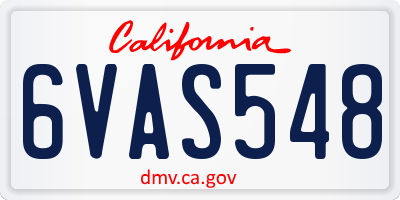 CA license plate 6VAS548