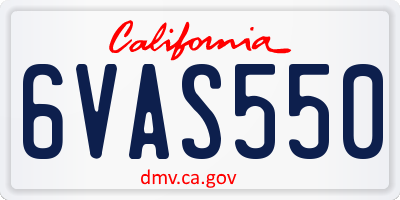 CA license plate 6VAS550