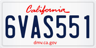 CA license plate 6VAS551