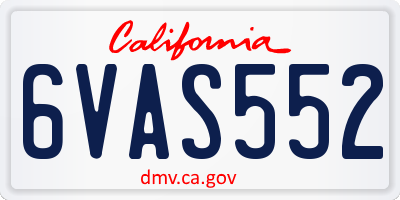 CA license plate 6VAS552