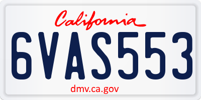 CA license plate 6VAS553