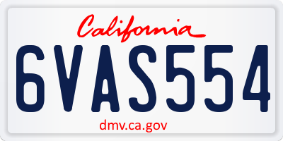 CA license plate 6VAS554