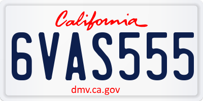 CA license plate 6VAS555