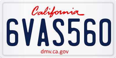 CA license plate 6VAS560