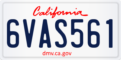 CA license plate 6VAS561