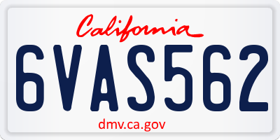 CA license plate 6VAS562