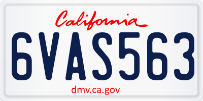 CA license plate 6VAS563
