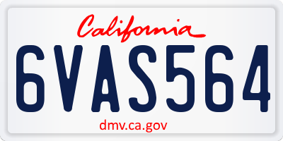 CA license plate 6VAS564