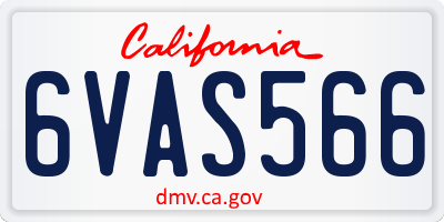 CA license plate 6VAS566