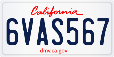 CA license plate 6VAS567