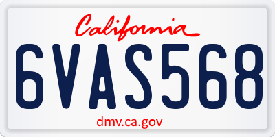 CA license plate 6VAS568