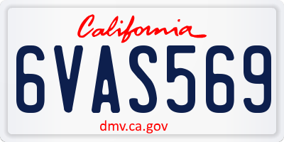 CA license plate 6VAS569
