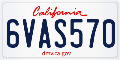 CA license plate 6VAS570