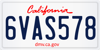 CA license plate 6VAS578