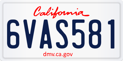 CA license plate 6VAS581
