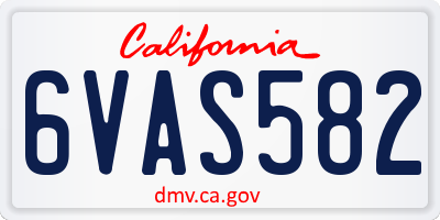 CA license plate 6VAS582