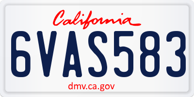 CA license plate 6VAS583