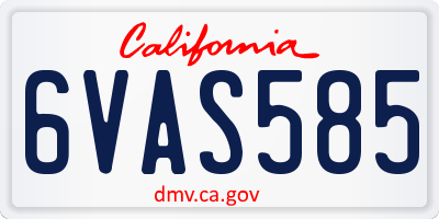 CA license plate 6VAS585