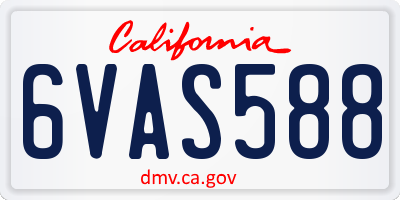 CA license plate 6VAS588
