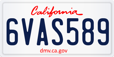 CA license plate 6VAS589