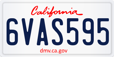 CA license plate 6VAS595