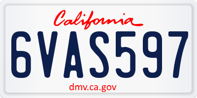 CA license plate 6VAS597