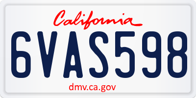 CA license plate 6VAS598