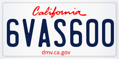 CA license plate 6VAS600