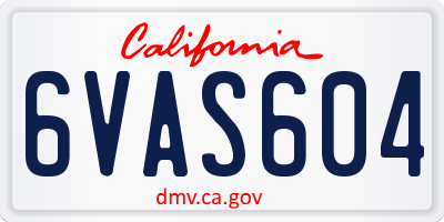 CA license plate 6VAS604