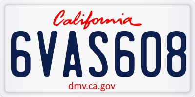 CA license plate 6VAS608