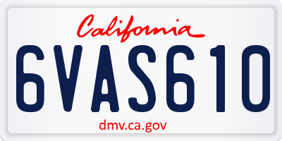 CA license plate 6VAS610