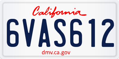 CA license plate 6VAS612