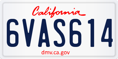 CA license plate 6VAS614