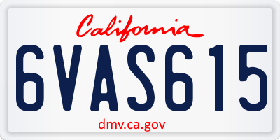 CA license plate 6VAS615