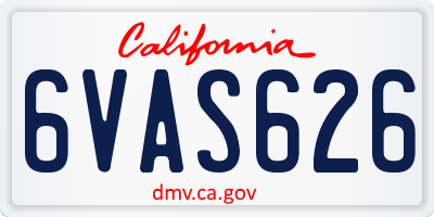 CA license plate 6VAS626