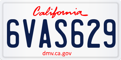 CA license plate 6VAS629