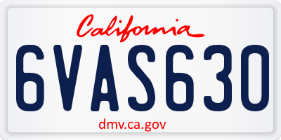 CA license plate 6VAS630