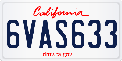 CA license plate 6VAS633