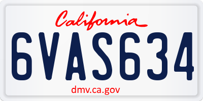 CA license plate 6VAS634