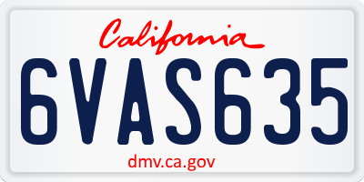CA license plate 6VAS635
