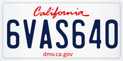 CA license plate 6VAS640
