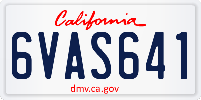 CA license plate 6VAS641