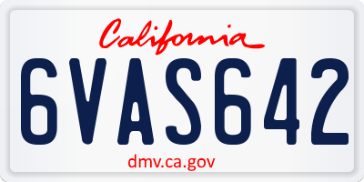 CA license plate 6VAS642