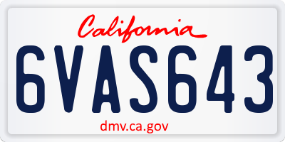 CA license plate 6VAS643
