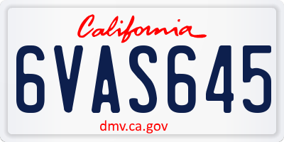 CA license plate 6VAS645