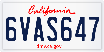 CA license plate 6VAS647