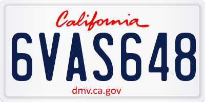 CA license plate 6VAS648