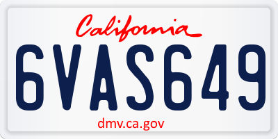 CA license plate 6VAS649